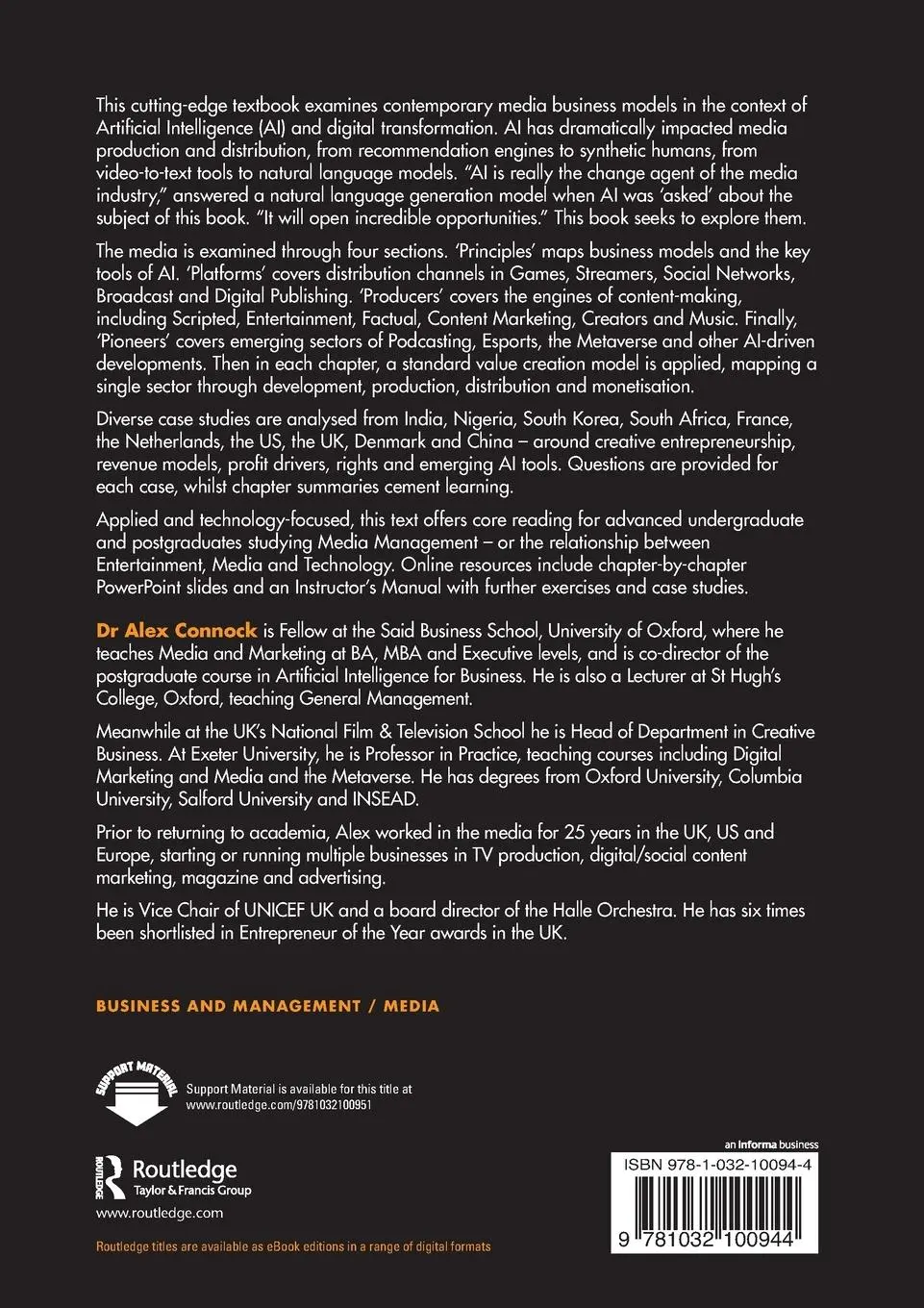 Rückseite: 9781032100944 | Media Management and Artificial Intelligence | Alex Connock | Buch