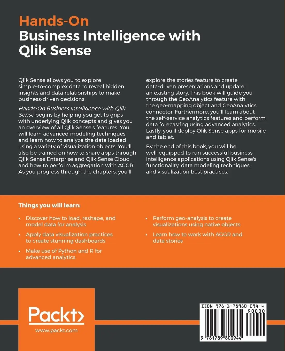 Rückseite: 9781789800944 | Hands-On Business Intelligence with Qlik Sense | Solanki (u. a.)