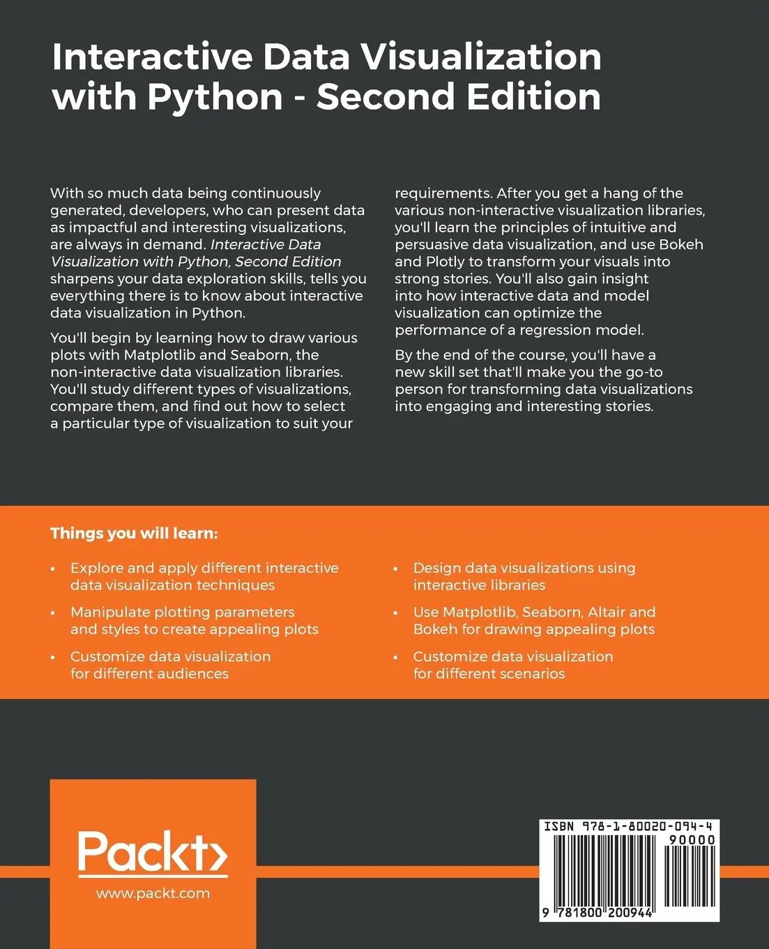 Rückseite: 9781800200944 | Interactive Data Visualization with Python - Second Edition | Buch
