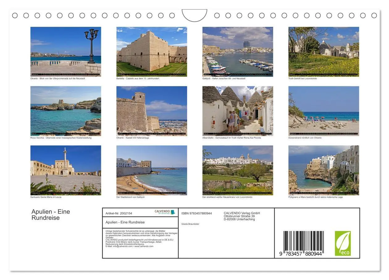 Bild: 9783457880944 | Apulien - Eine Rundreise (Wandkalender 2026 DIN A4 quer), CALVENDO...