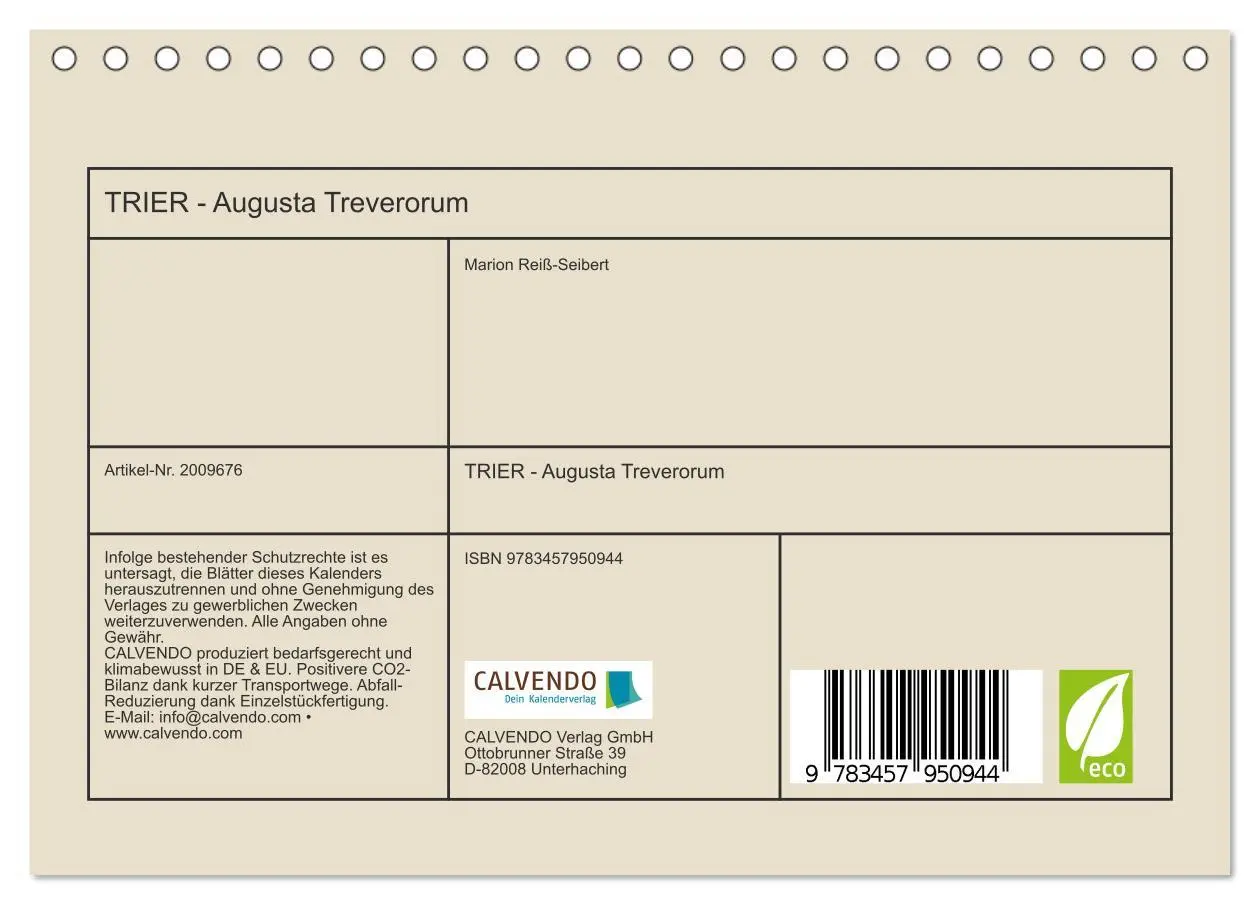 Bild: 9783457950944 | TRIER - Augusta Treverorum (Tischkalender 2026 DIN A5 quer),...