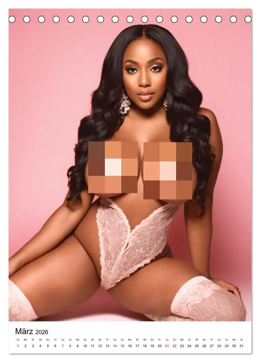 Bild: 9783516280944 | Busty Black - Vollbusige, exotische Frauen (Tischkalender 2026 DIN...