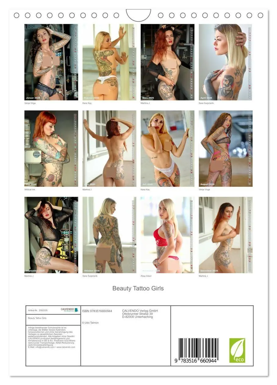 Bild: 9783516660944 | Beauty Tattoo Girls (Wandkalender 2026 DIN A4 hoch), CALVENDO...