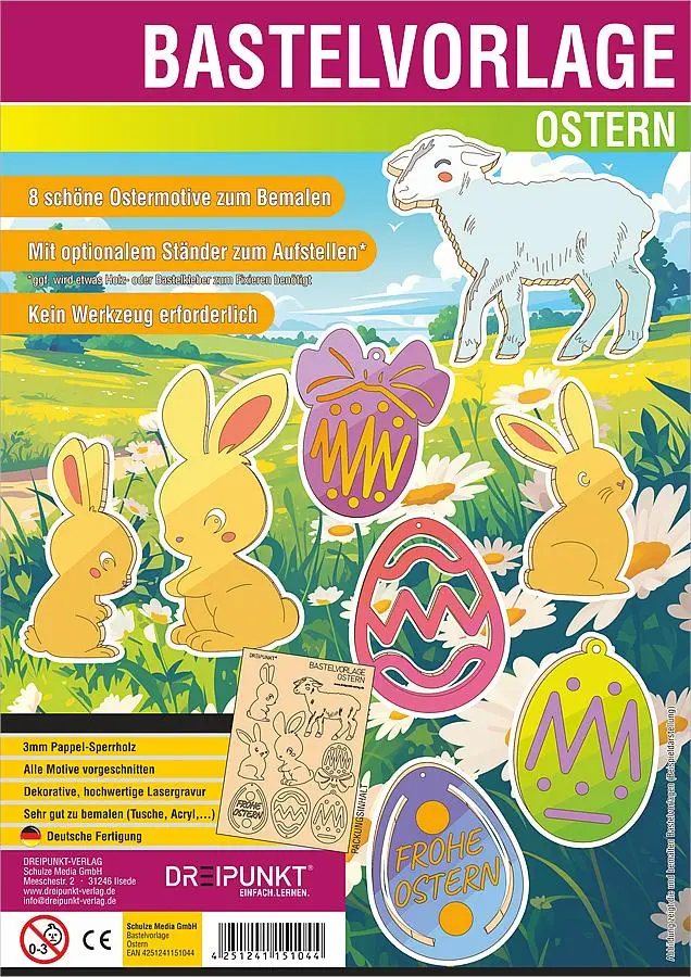 Cover: 4251241151044 | Bastelvorlage Ostern | 8 schöne Ostermotive zum Bemalen | GmbH | 2025