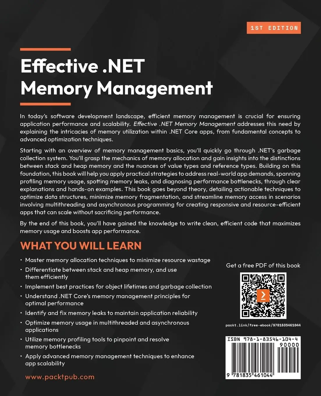 Rückseite: 9781835461044 | Effective .NET Memory Management | Trevoir Williams | Taschenbuch