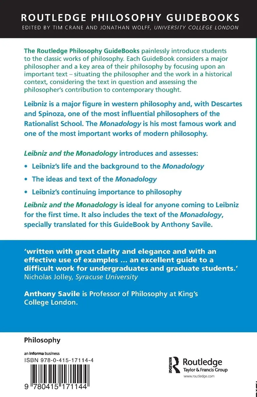 Rückseite: 9780415171144 | Routledge Philosophy GuideBook to Leibniz and the Monadology | Savile