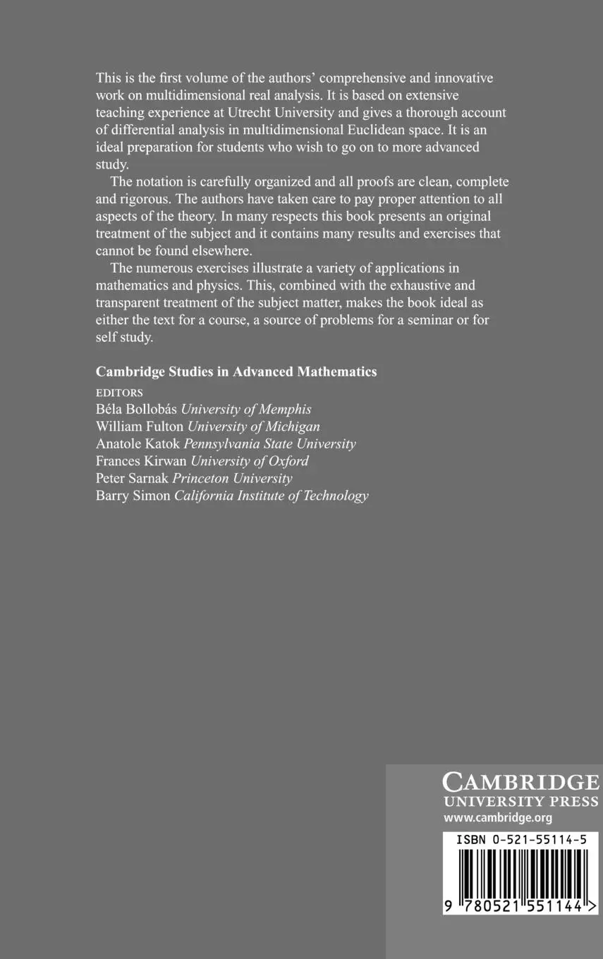 Rückseite: 9780521551144 | Multidimensional Real Analysis I | Differentiation | Buch | Englisch