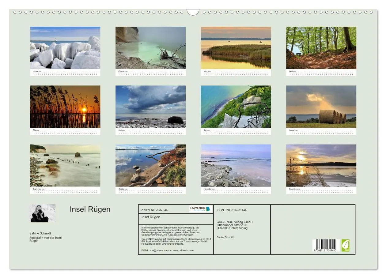 Bild: 9783516231144 | Insel Rügen (Wandkalender 2026 DIN A2 quer), CALVENDO Monatskalender