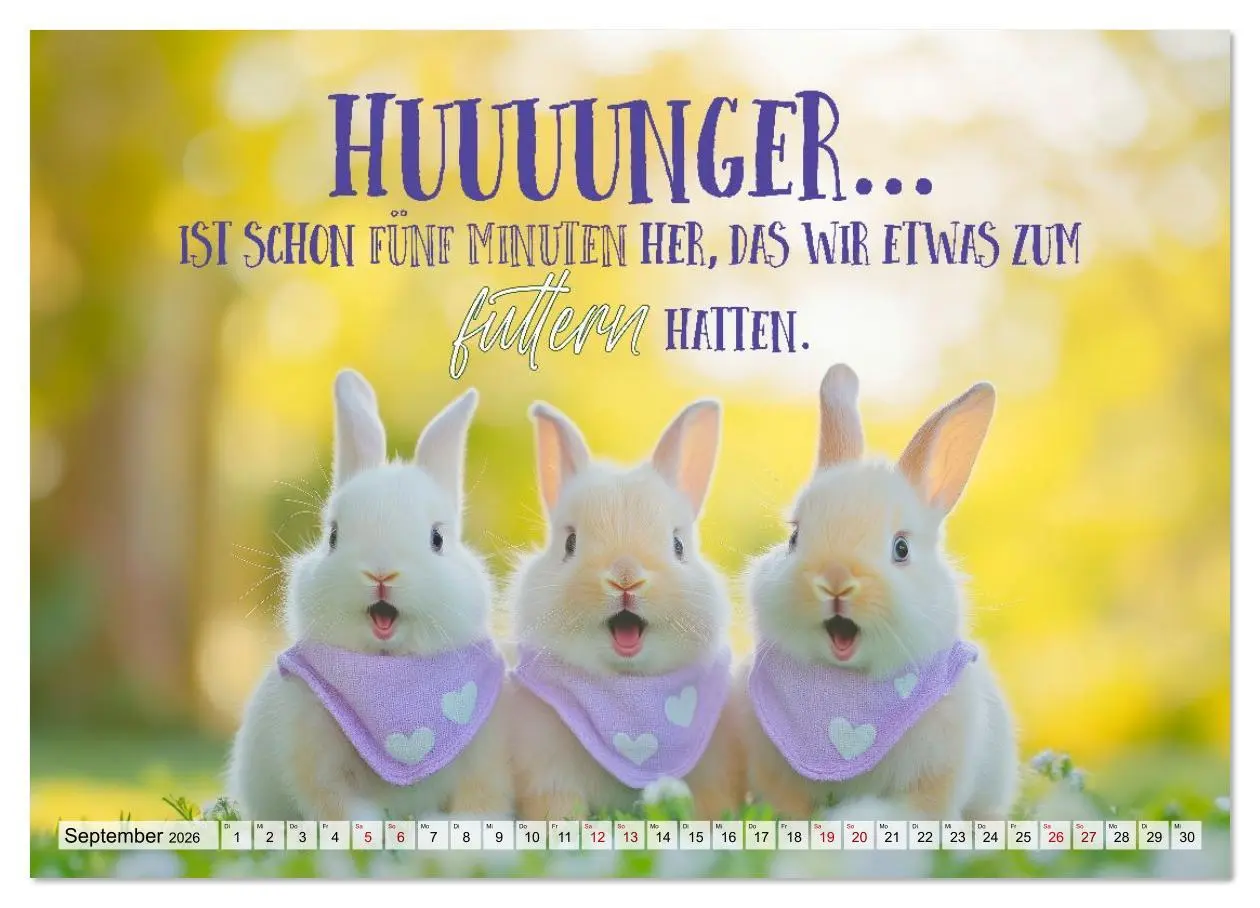 Bild: 9783516611144 | KANINCHEN Mit Humor durchs Jahr (Wandkalender 2026 DIN A3 quer),...