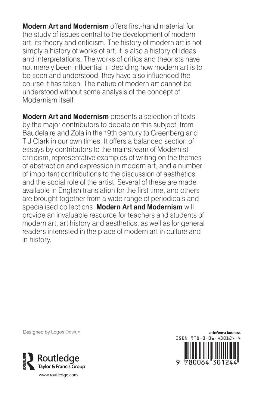 Rückseite: 9780064301244 | Modern Art And Modernism | A Critical Anthology | Francis Frascina