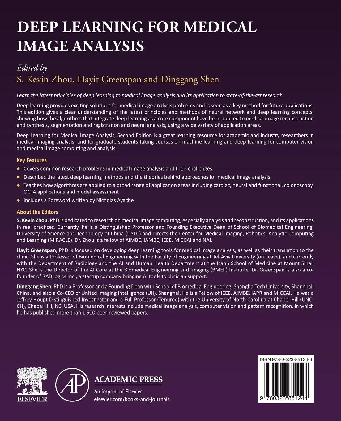 Rückseite: 9780323851244 | Deep Learning for Medical Image Analysis | S Kevin Zhou (u. a.) | Buch