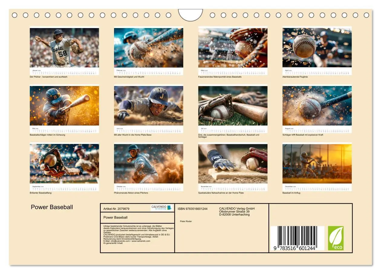 Bild: 9783516601244 | Power Baseball (Wandkalender 2026 DIN A4 quer), CALVENDO...