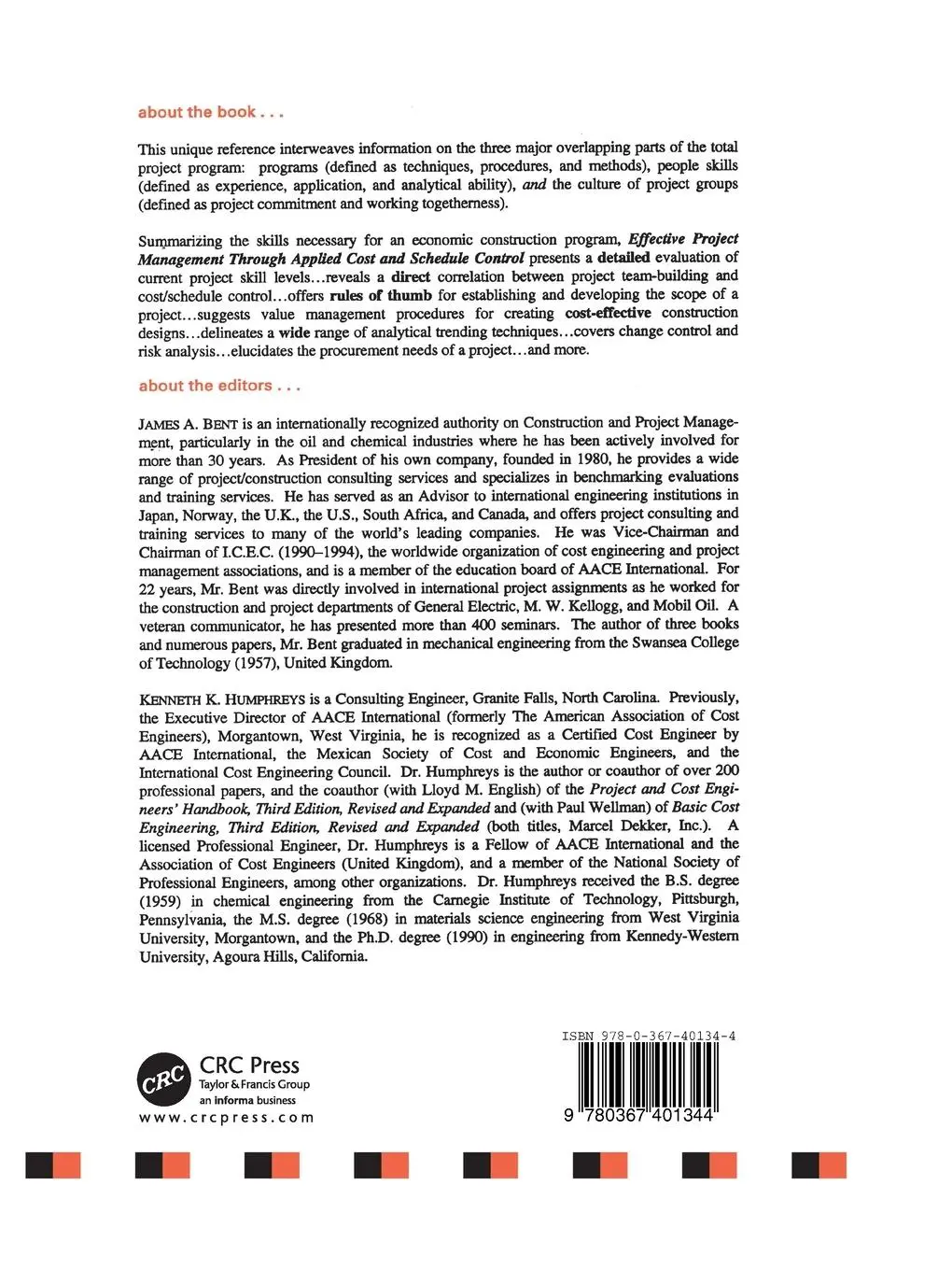 Rückseite: 9780367401344 | Effective Project Management Through Applied Cost and Schedule Control