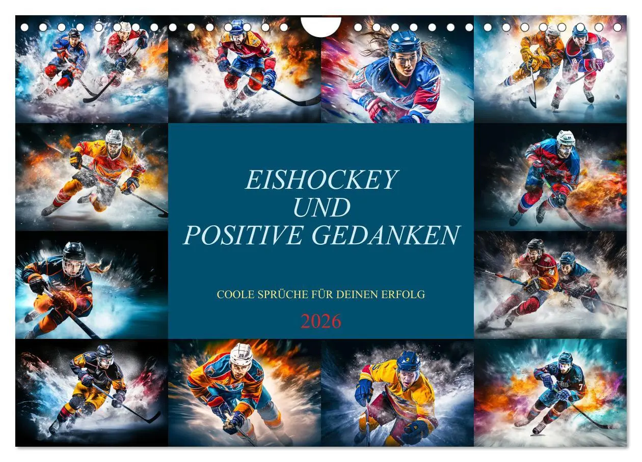 Cover: 9783457361344 | Eishockey und positive Gedanken (Wandkalender 2026 DIN A4 quer),...