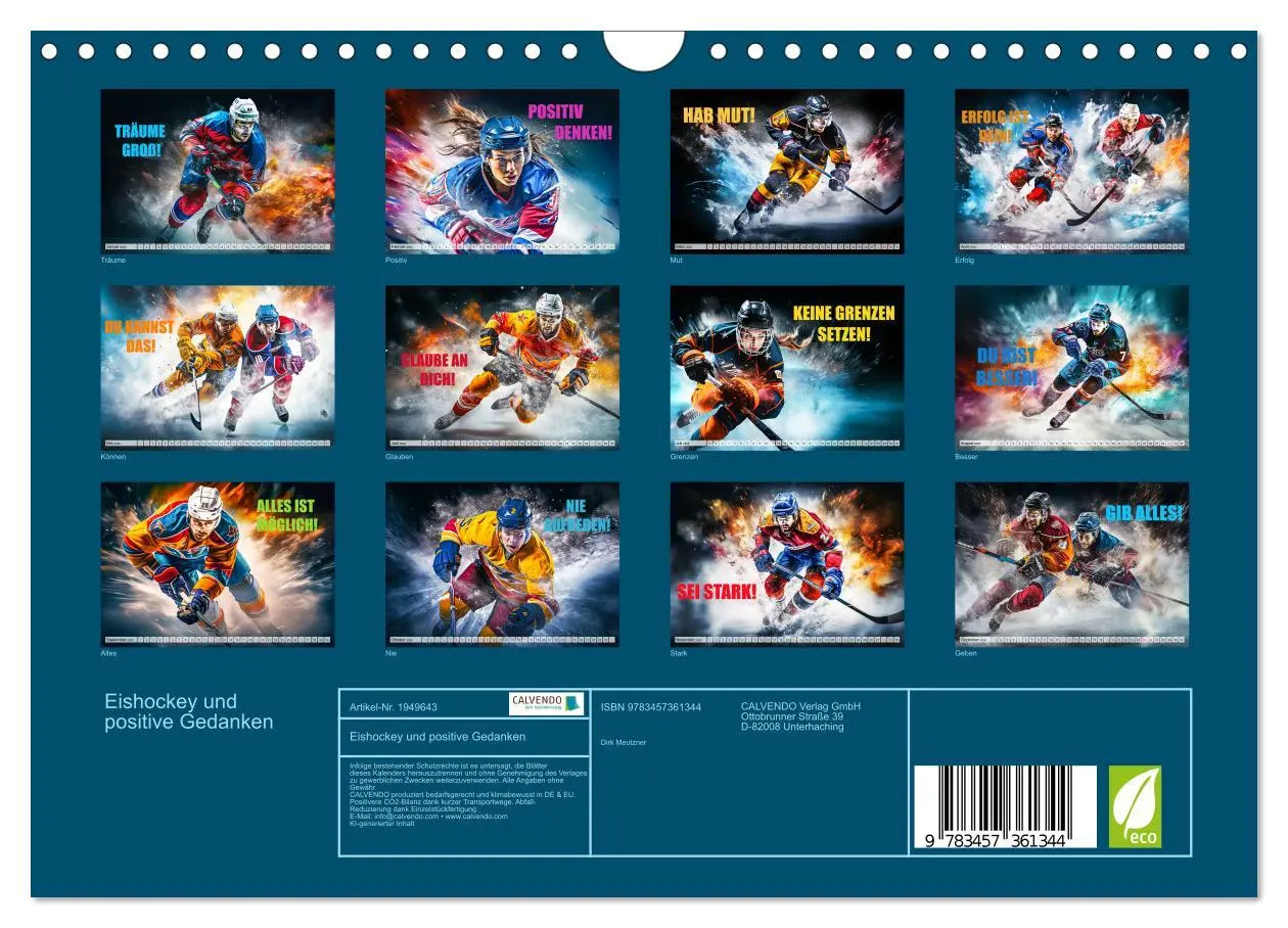 Bild: 9783457361344 | Eishockey und positive Gedanken (Wandkalender 2026 DIN A4 quer),...