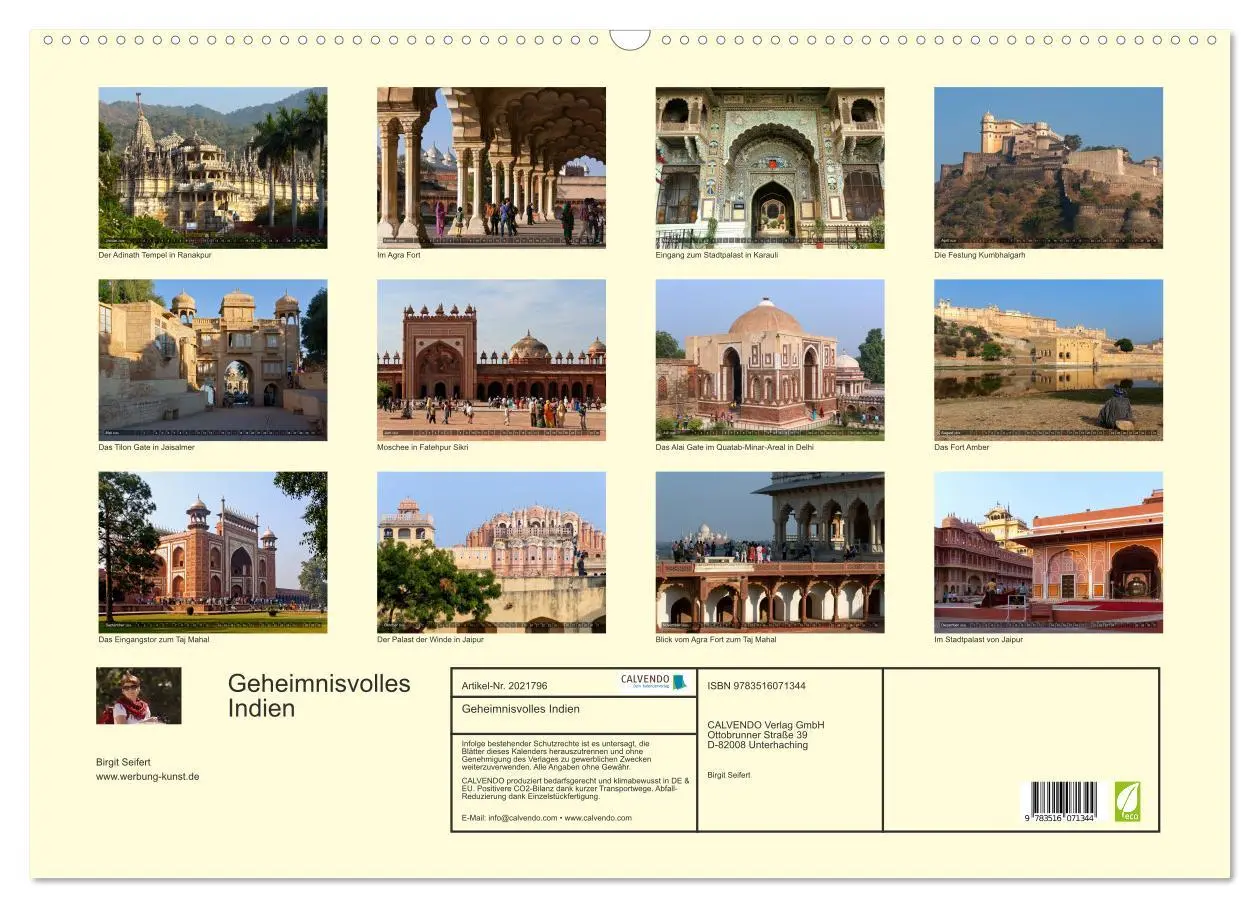 Bild: 9783516071344 | Geheimnisvolles Indien (Wandkalender 2026 DIN A2 quer), CALVENDO...