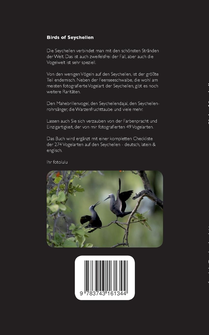 Rückseite: 9783743161344 | Birds of Seychellen | Fotolulu | Taschenbuch | 56 S. | Deutsch | 2017