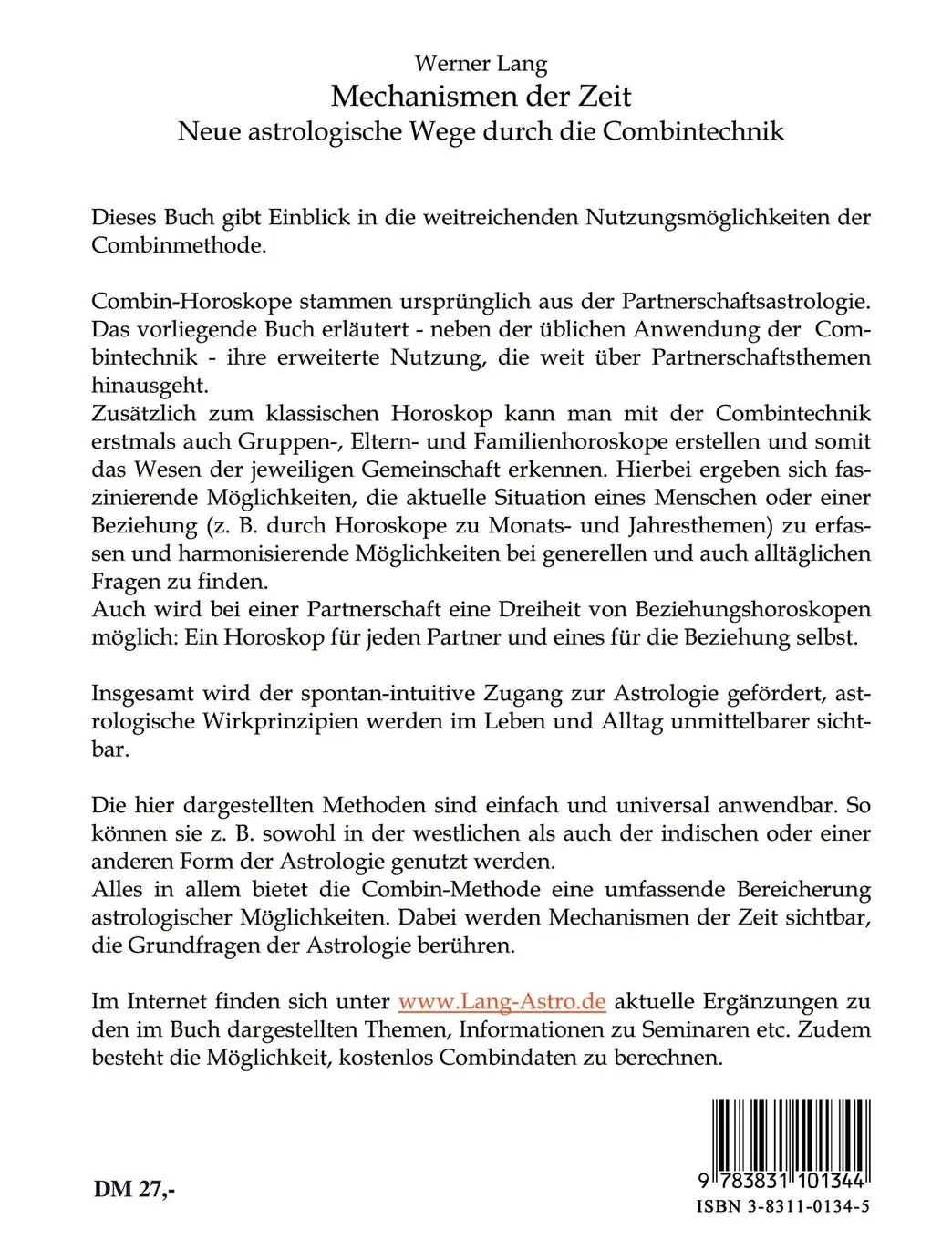 Rückseite: 9783831101344 | Mechanismen der Zeit - Neue astrologische Wege durch die Combintechnik