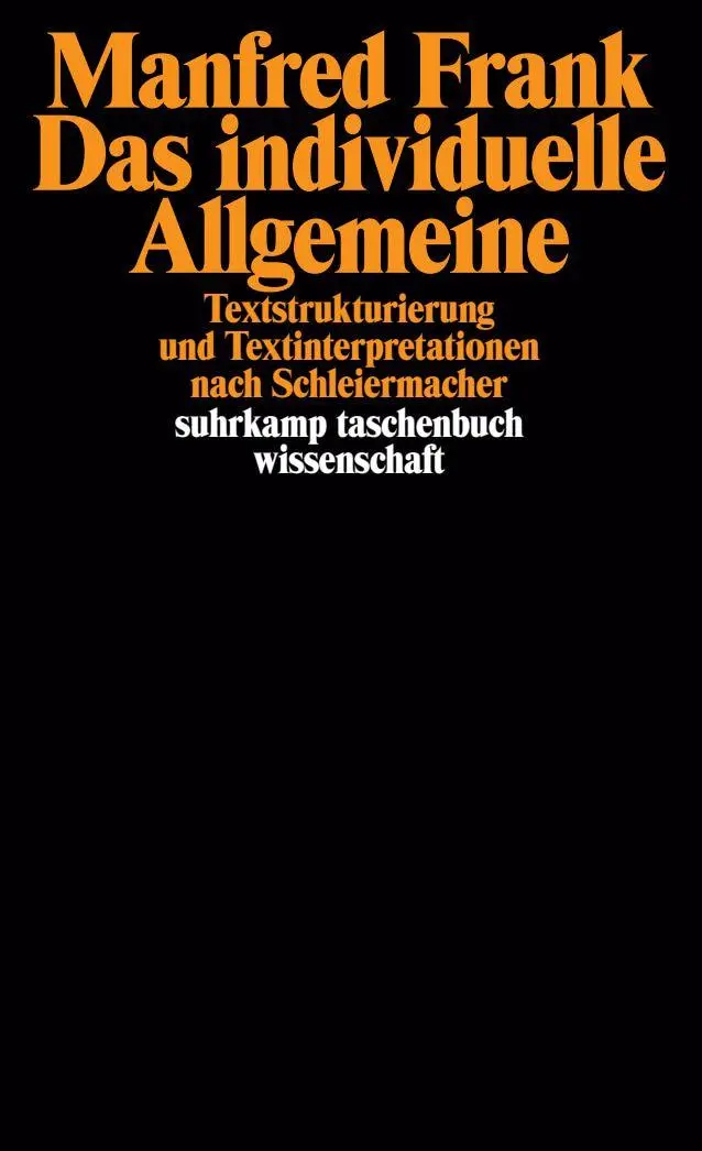 Cover: 9783518281444 | Das individuelle Allgemeine | Manfred Frank | Taschenbuch | 383 S.