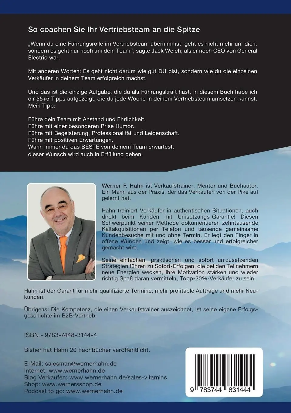 Rückseite: 9783744831444 | So coachen Sie Ihr Vertriebsteam an die Spitze | Werner F. Hahn | Buch
