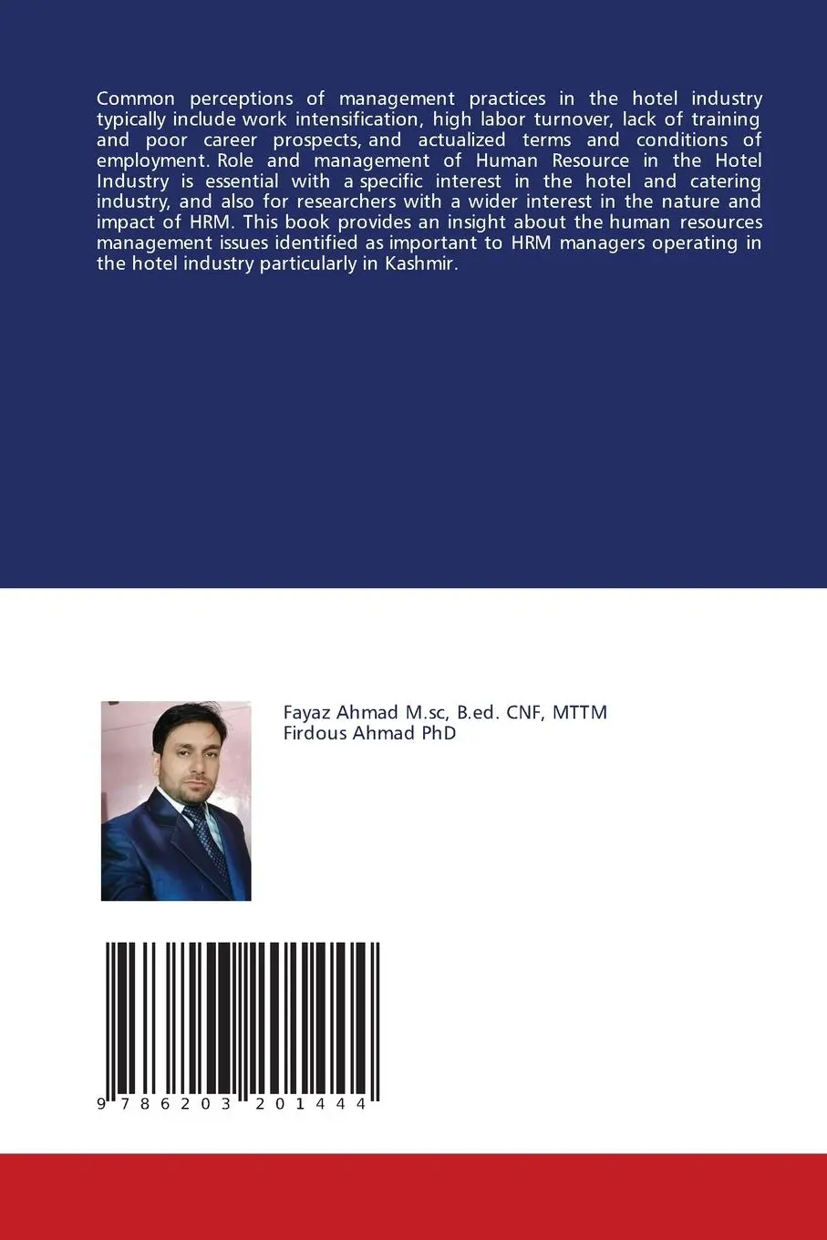 Rückseite: 9786203201444 | HUMAN RESOURCE MANAGEMENT IN HOTEL INDUSTRY | Fayaz Dar (u. a.) | Buch