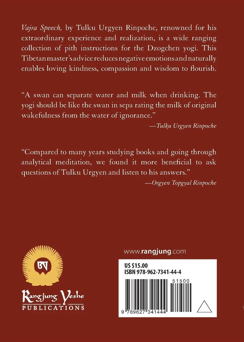 Rückseite: 9789627341444 | Vajra Speech | Tulku Urgyen Rinpoche | Taschenbuch | Englisch | 2004
