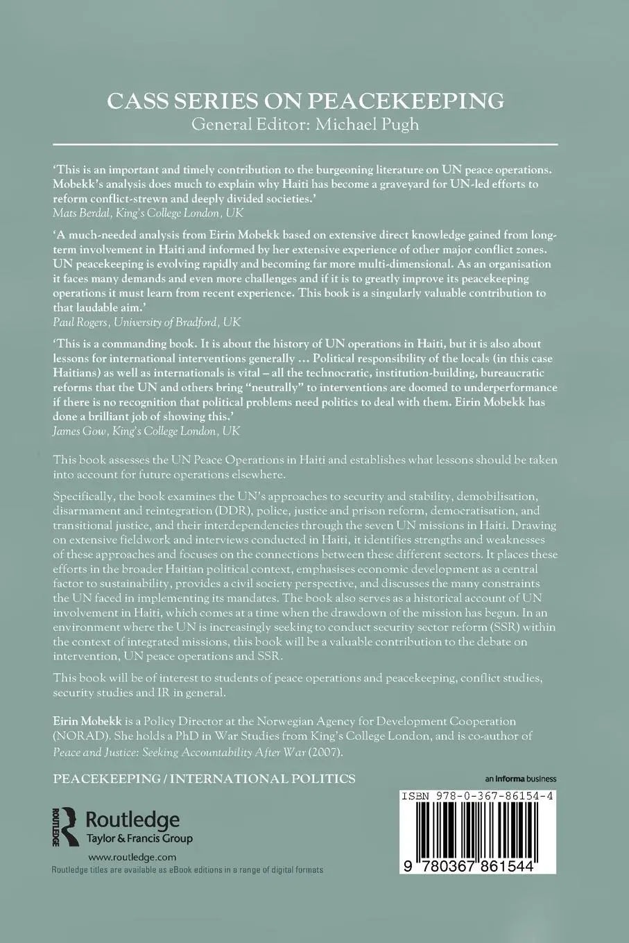 Rückseite: 9780367861544 | UN Peace Operations | Lessons from Haiti, 1994-2016 | Eirin Mobekk