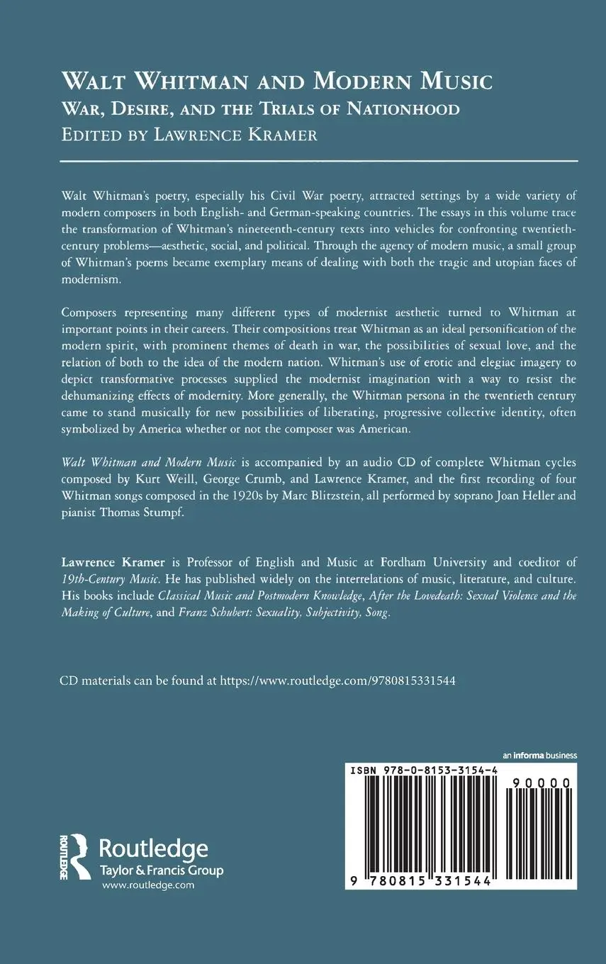 Rückseite: 9780815331544 | Walt Whitman and Modern Music | Lawrence Kramer | Buch | Englisch