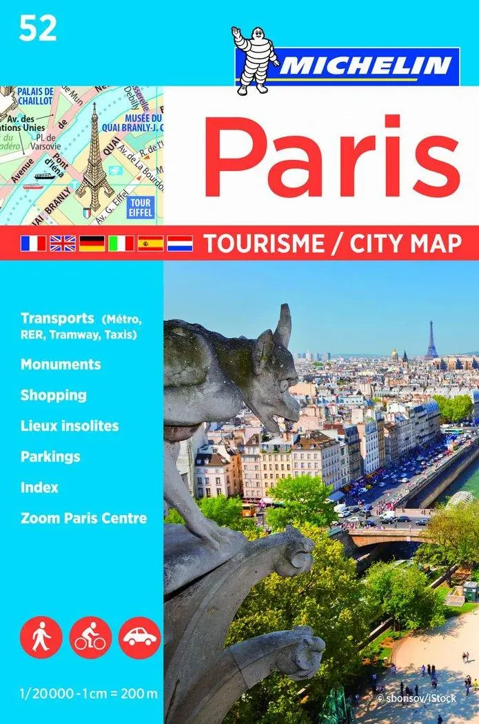 Cover: 9782067211544 | Paris - Michelin City Plan 52 | City Plans | Michelin | (Land-)Karte
