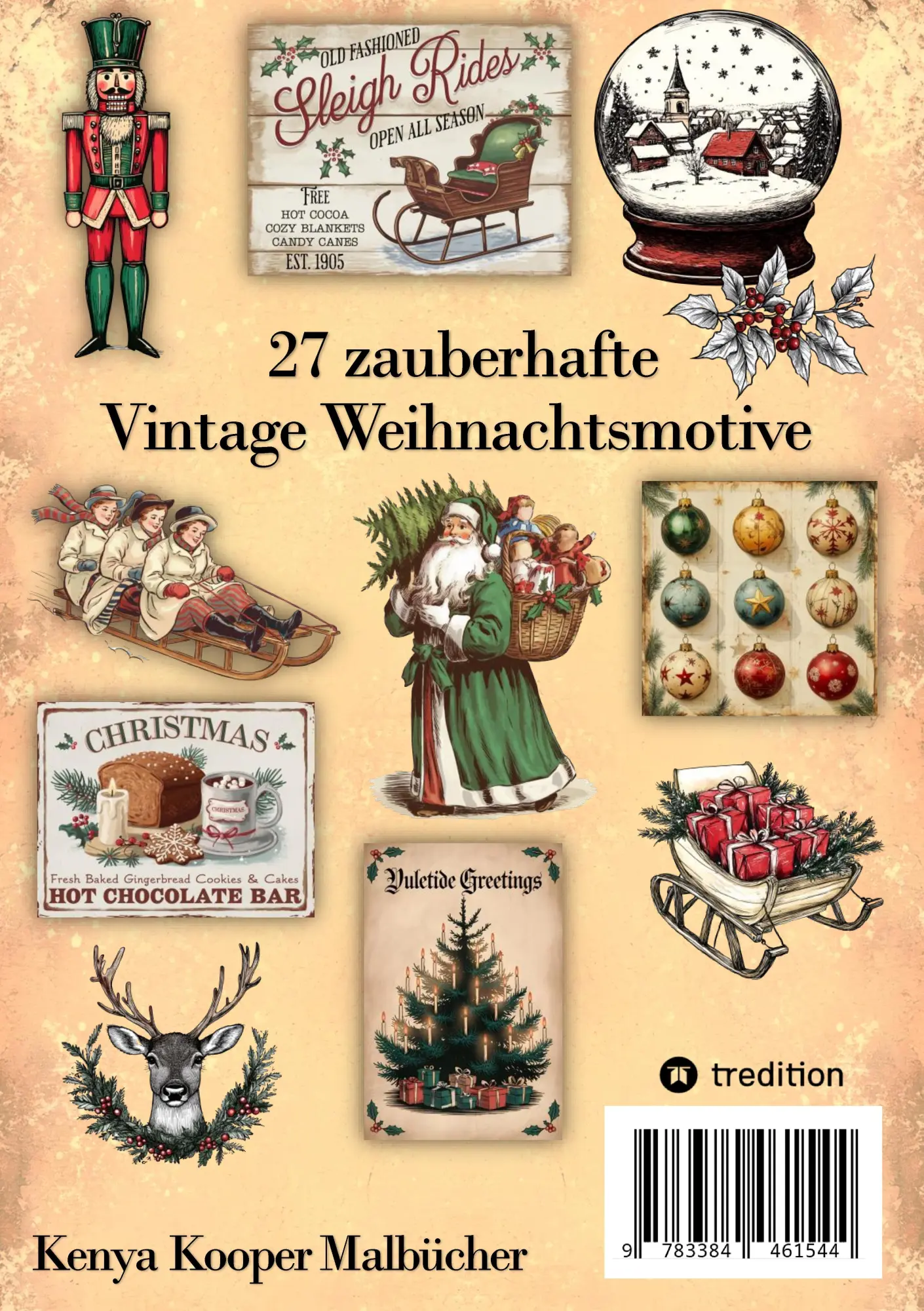 Rückseite: 9783384461544 | Malbuch Weihnachten - Malbuch für Erwachsene Vintage Weihnachten...