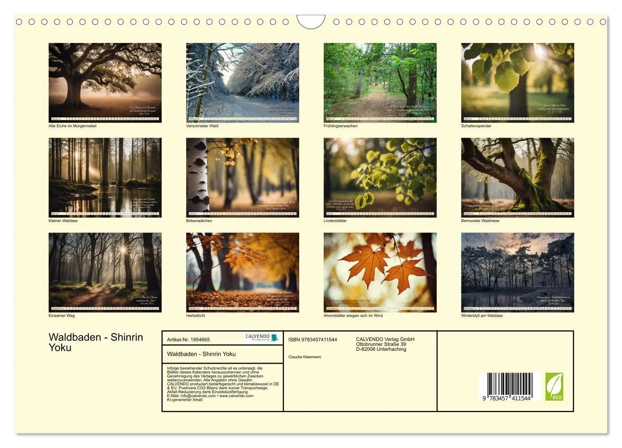 Bild: 9783457411544 | Waldbaden - Shinrin Yoku (Wandkalender 2026 DIN A3 quer), CALVENDO...