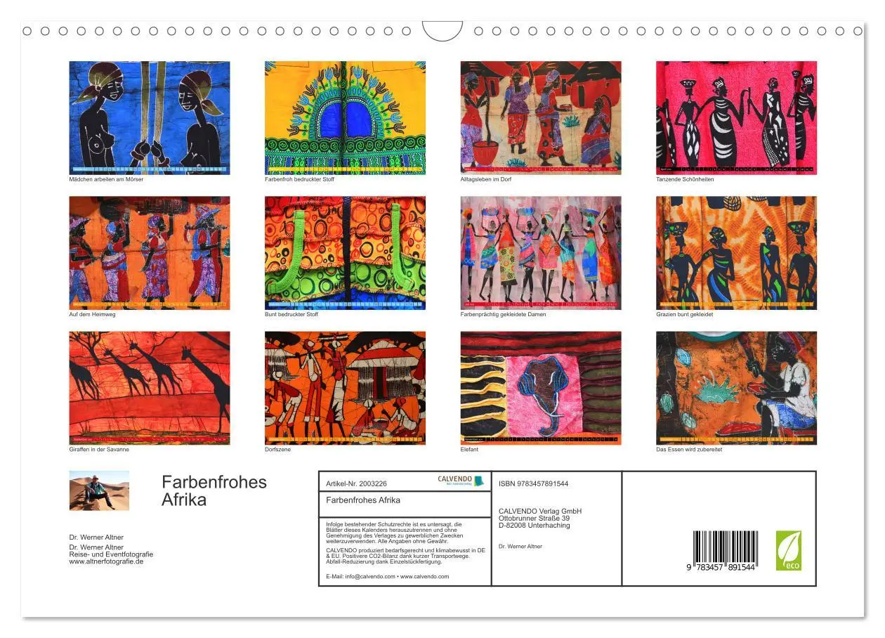 Bild: 9783457891544 | Farbenfrohes Afrika (Wandkalender 2026 DIN A3 quer), CALVENDO...