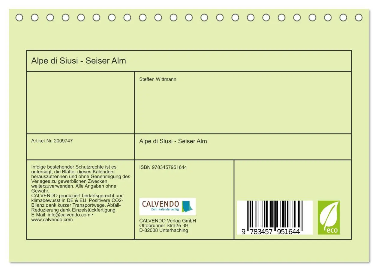Bild: 9783457951644 | Alpe di Siusi - Seiser Alm (Tischkalender 2026 DIN A5 quer),...