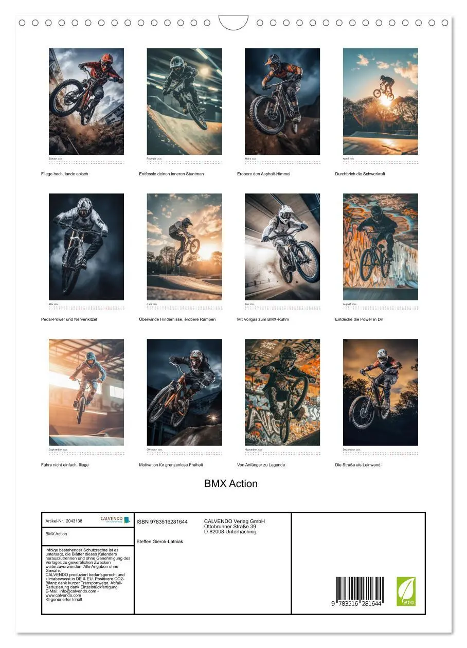 Bild: 9783516281644 | BMX Action (Wandkalender 2026 DIN A3 hoch), CALVENDO Monatskalender