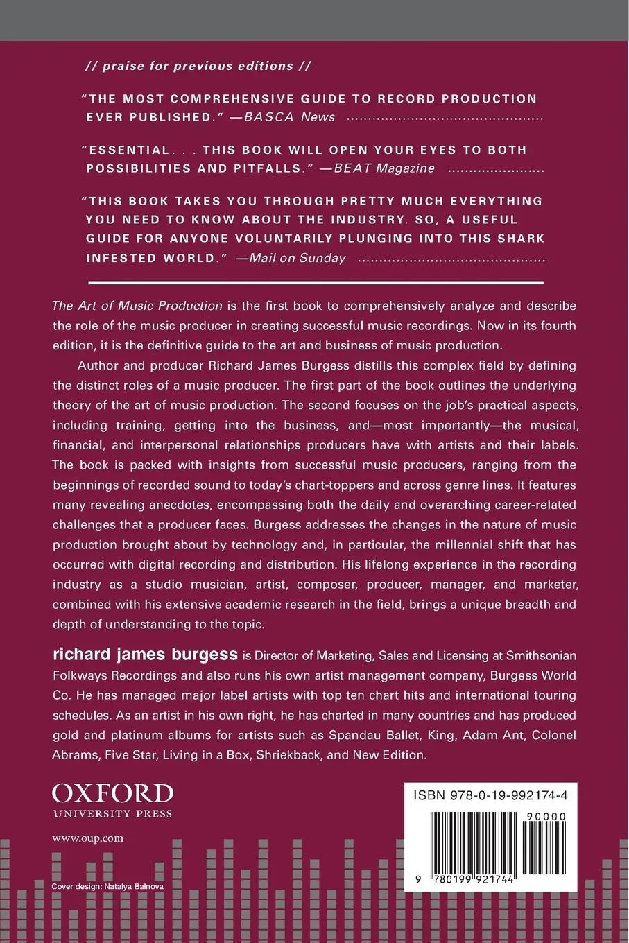 Rückseite: 9780199921744 | The Art of Music Production | The Theory and Practice | Burgess | Buch