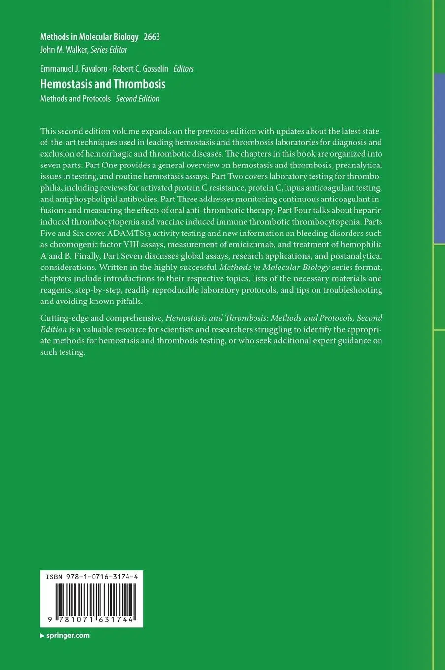 Rückseite: 9781071631744 | Hemostasis and Thrombosis | Methods and Protocols | Gosselin (u. a.)