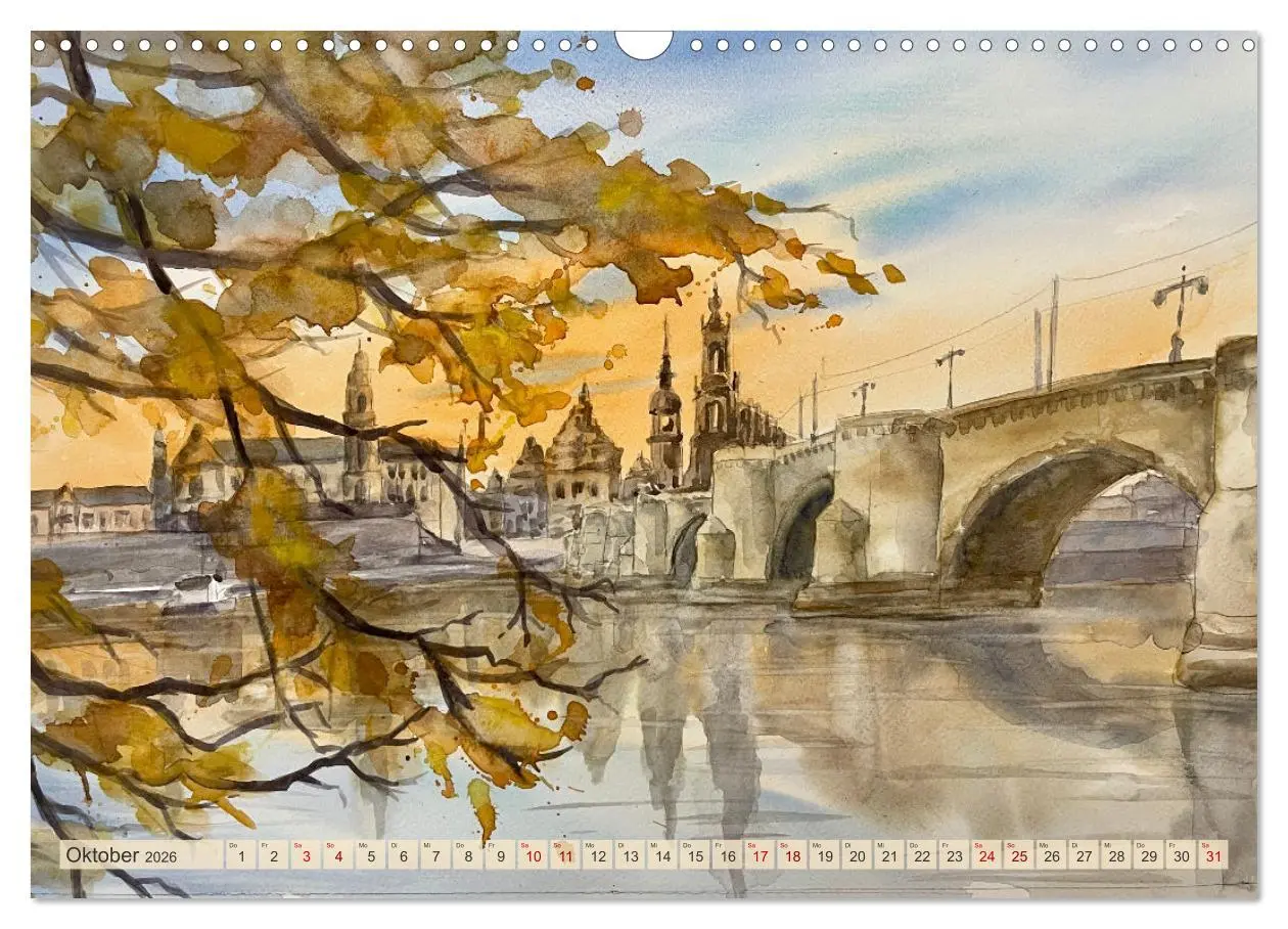 Bild: 9783457321744 | Dresden und das Elbtal - Ein Aquarellkalender von Claudia Pinkau...