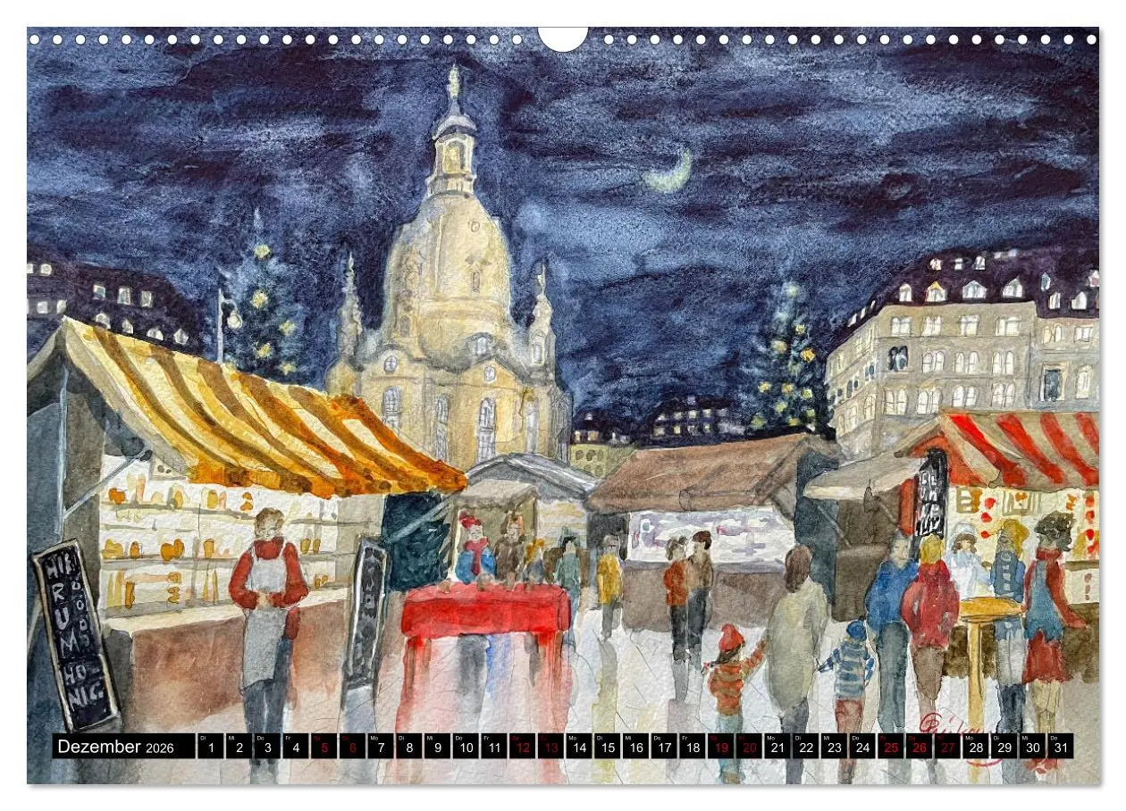Bild: 9783457321744 | Dresden und das Elbtal - Ein Aquarellkalender von Claudia Pinkau...