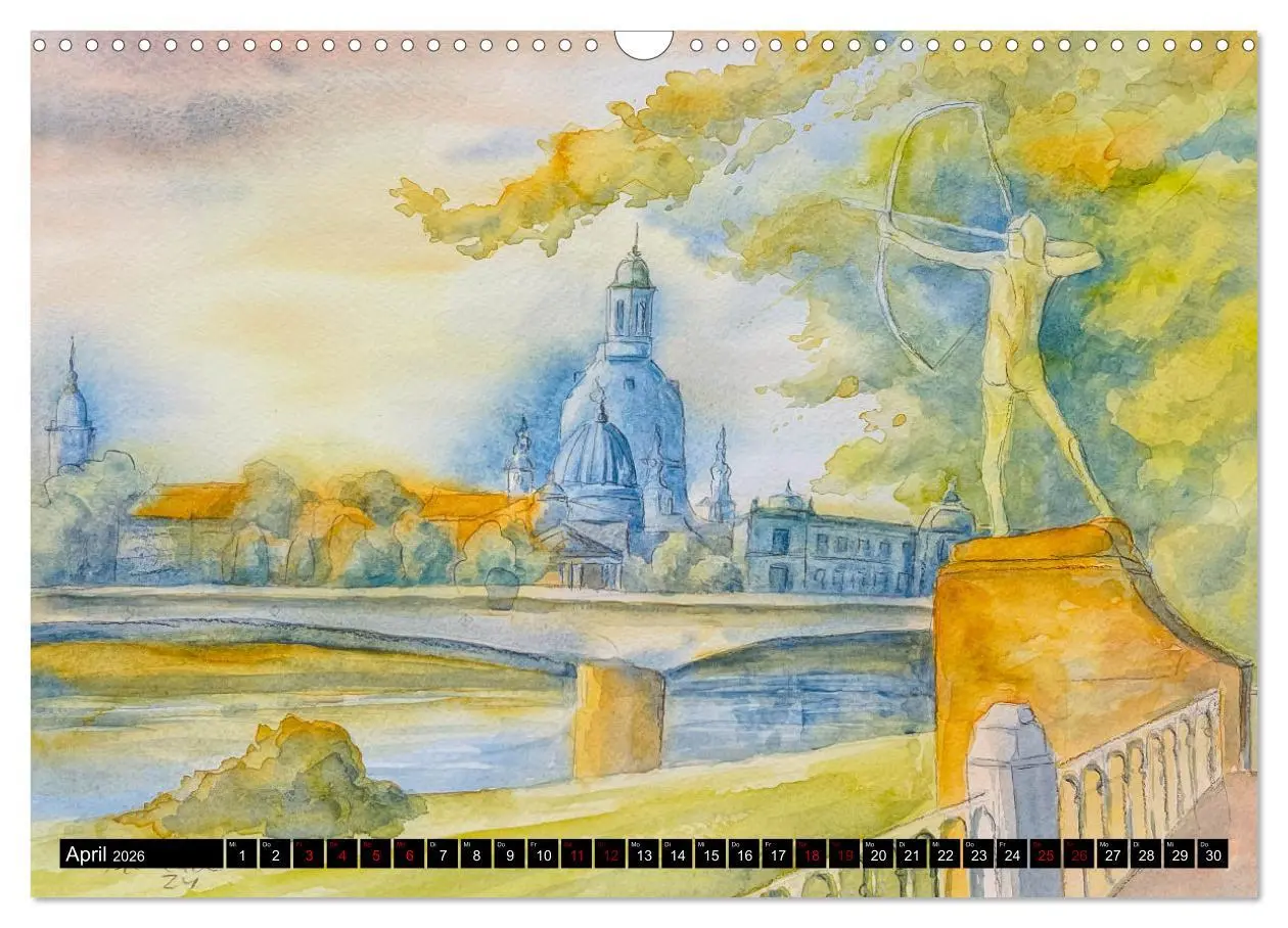 Bild: 9783457321744 | Dresden und das Elbtal - Ein Aquarellkalender von Claudia Pinkau...