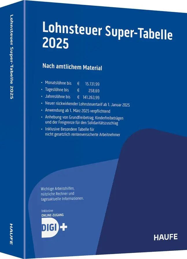 Cover: 9783648181744 | Lohnsteuer-Supertabelle 2025 inkl. Onlinezugang | Taschenbuch | 2025