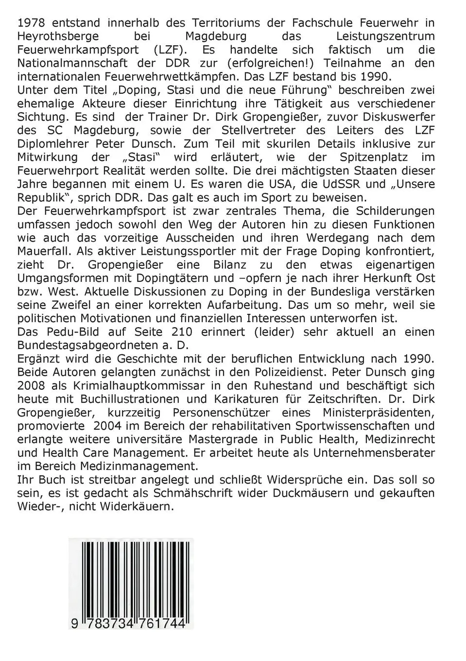 Rückseite: 9783734761744 | Doping, Stasi und die neue Führung | Dirk Gropengießer (u. a.) | Buch