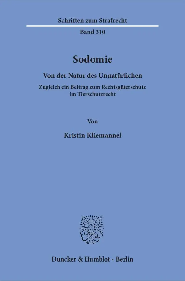 Cover: 9783428151844 | Sodomie. | Kristin Kliemannel | Taschenbuch | 295 S. | Deutsch | 2017