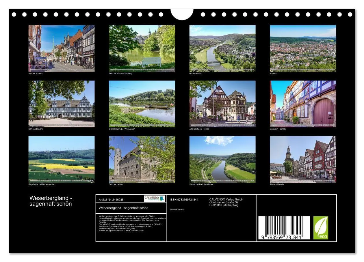 Bild: 9783569731844 | Weserbergland - sagenhaft schön (Wandkalender 2027 DIN A4 quer),...
