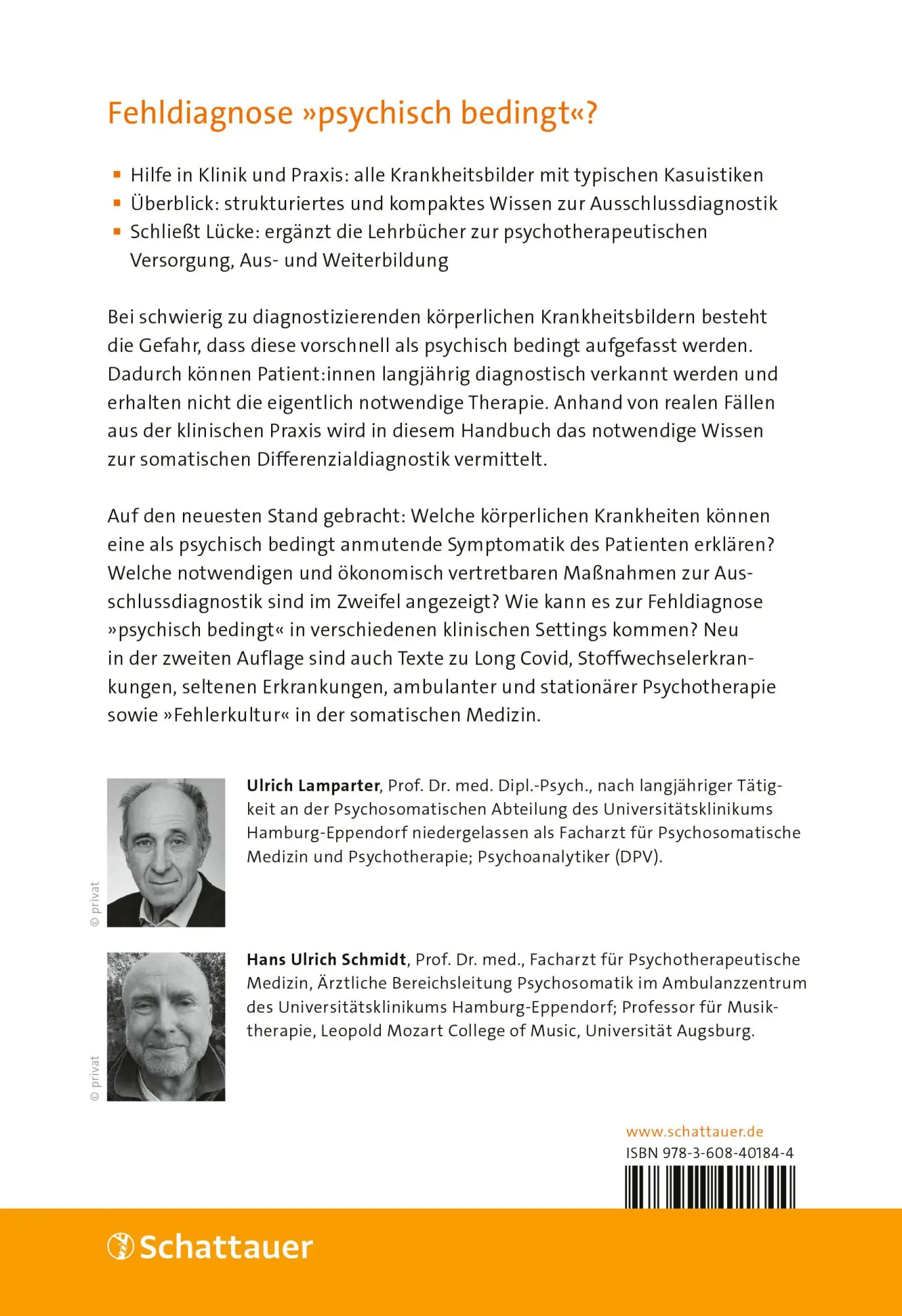 Rückseite: 9783608401844 | Wirklich psychisch bedingt? | Ulrich Lamparter (u. a.) | Buch | 640 S.