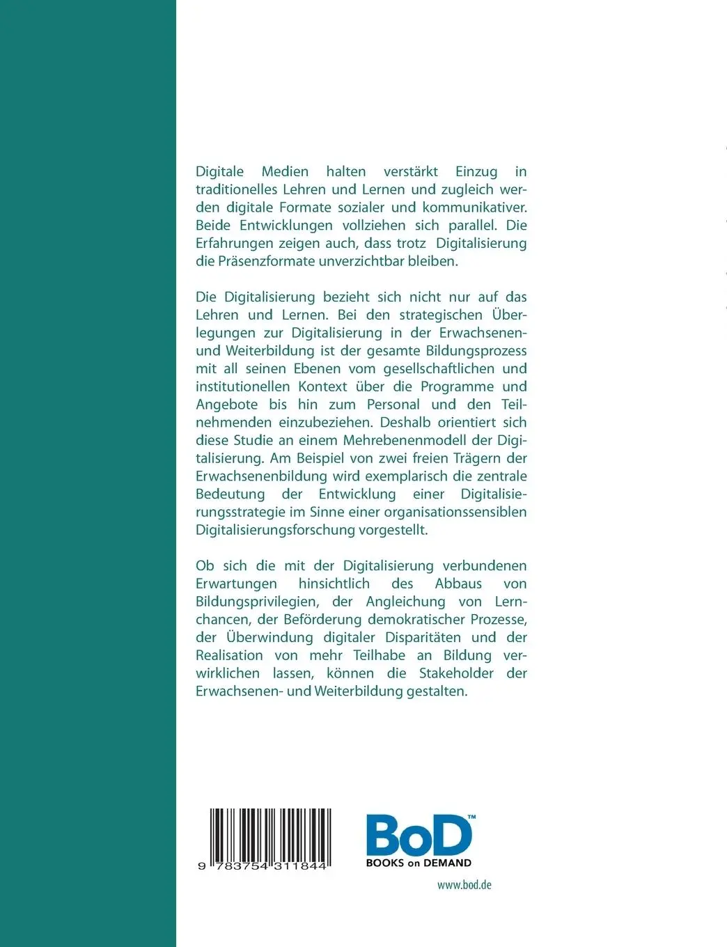 Rückseite: 9783754311844 | Die digitale Transformation der Erwachsenen- und Weiterbildung | Buch