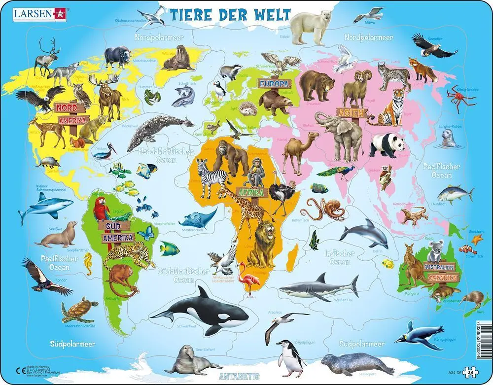 Cover: 7023852122044 | Tiere der Welt (Kinderpuzzle) | Spiel | 2021 | Larsen