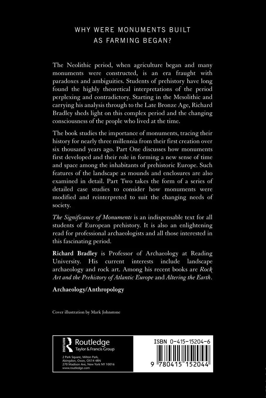 Rückseite: 9780415152044 | The Significance of Monuments | Richard Bradley | Taschenbuch | 1998
