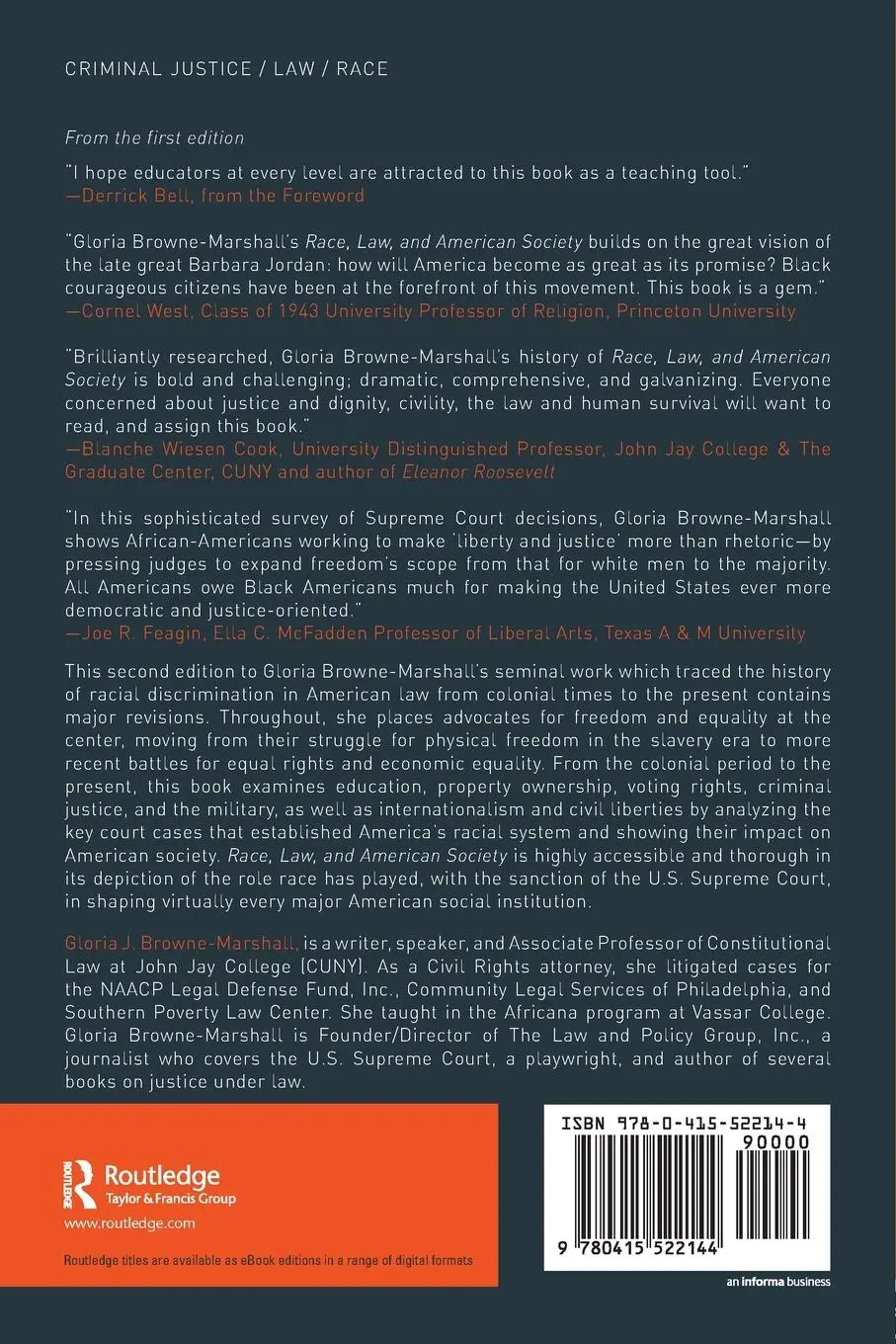 Rückseite: 9780415522144 | Race, Law, and American Society | 1607-Present | Browne-Marshall