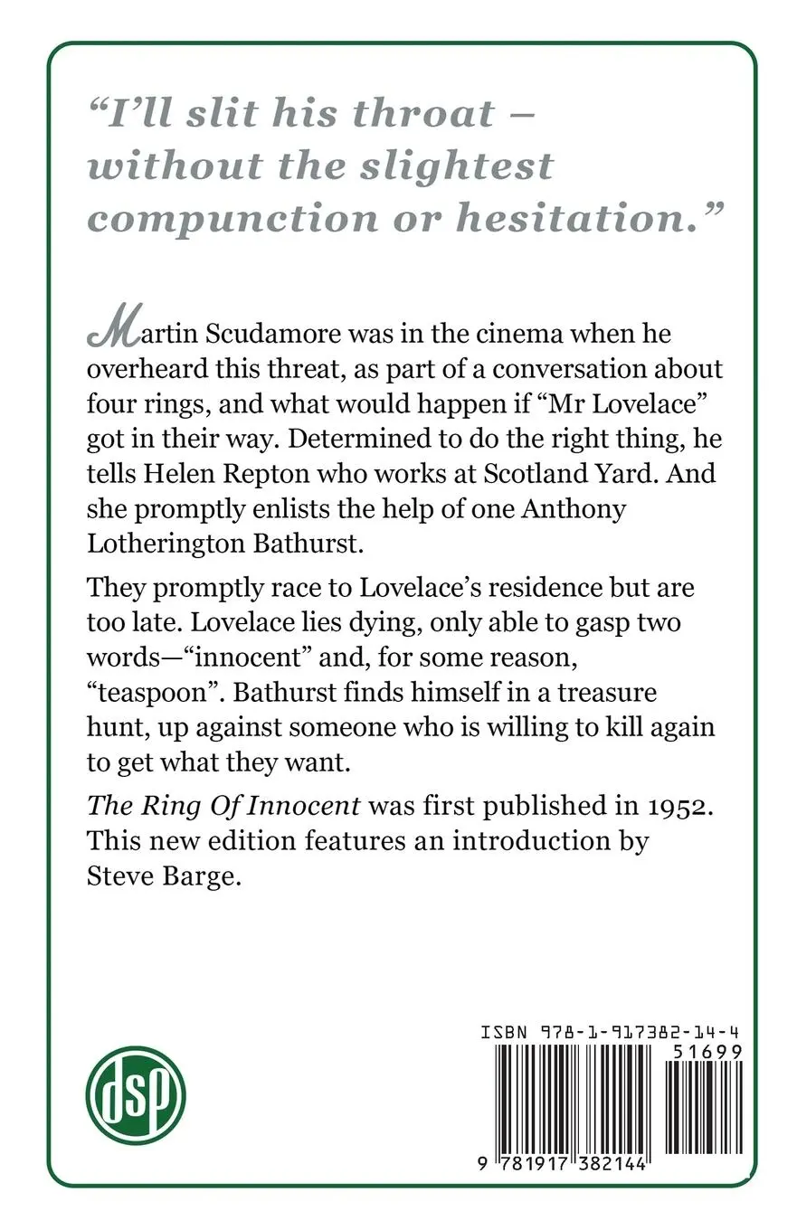 Rückseite: 9781917382144 | The Ring of Innocent | An Anthony Bathurst Mystery | Brian Flynn