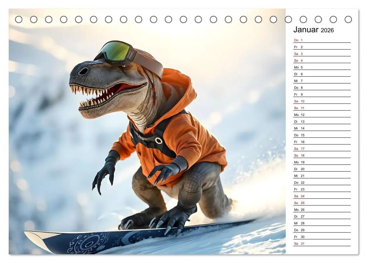 Bild: 9783457282144 | Sportlicher T-Rex - Mit Fun durch das Jahr (Tischkalender 2026 DIN...